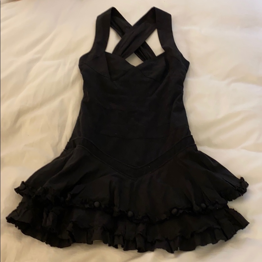 LAMB black halter cross back dress